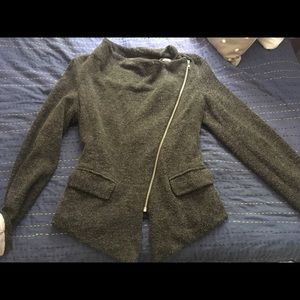 Anthropologie Charcoal Grey Side Zip Sweater